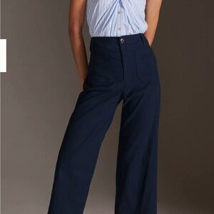 Anthropologie Maeve The Colette Pants with Flat Waistband and Straight-Leg Fit
